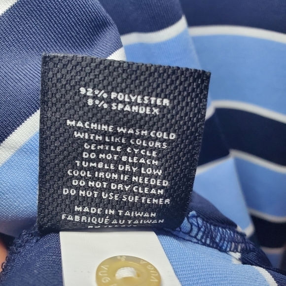 VUGA Polo Golf Shirt Sz XXL Blue Stripe Short Sleeve Moisture Wicking Stretch - Picture 11 of 12